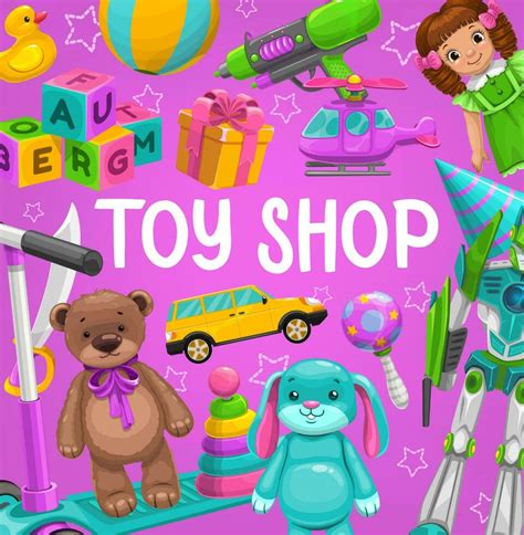 Toy Shop Cartoon Vector Poster Baby Playthings 23838587 Vector Art At