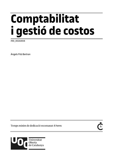 Modul Comptabilitat I Gesti De Costos Introducci N A La