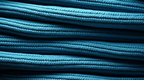 A Close Up Of A Pile Of Blue Knitted Fabric Premium AI Generated Image