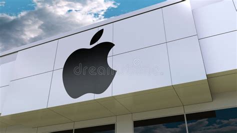 Apple Inc Logo On The Modern Building Facade Editorial 3d Rendering