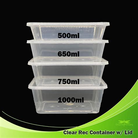 1000ml Clear Rectangle Microwavable Container With Lid 300pcs Per Cart