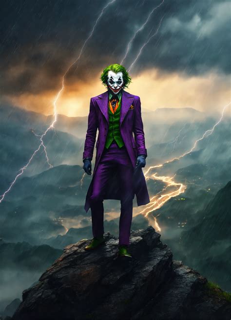 Lexica Joker Is Standing On A Mountain The Weather Is Raining