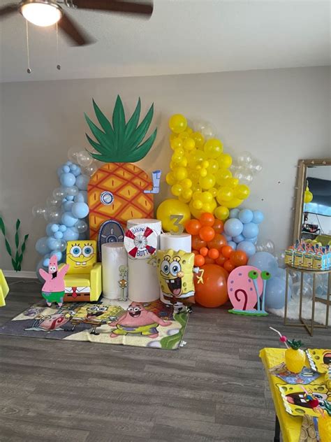 SpongeBob themed birthday Bob esponja Decoracion de cumpleaños