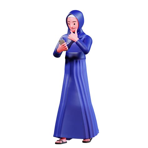 3d Character Muslim Female With Blue Clothes 22479881 Png