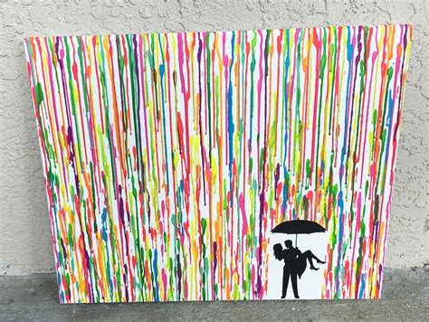 Handmade Wedding Gift Umbrella Painting in the Rain Melted | Etsy