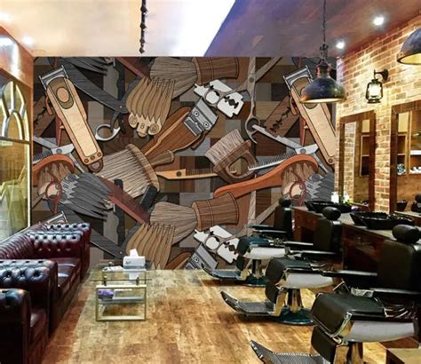 D Retro A Barber Shop Hair Cut Wallpaper Wall Mural Self Adhesive