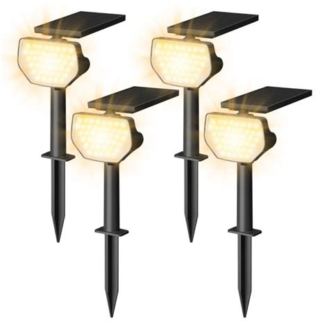 Lepro 4 Pack Warm White Solar Garden Lights 43led Outdoor Landscape Spotlights With Ip65