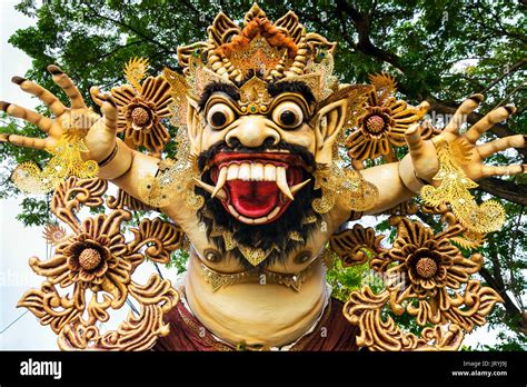 Balinese Statue Ogoh Ogoh Ready For Ngrupuk Parad In Ubud Bali