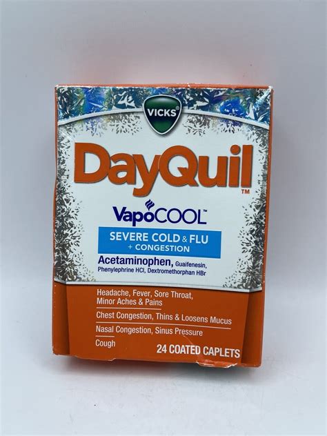 Vicks Dayquil Vapocool Severe Cold And Flu Congestion 24 Tablets Exp 10 2025