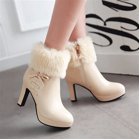 New 2016 high heels boots women autumn and winter boots platform shoes thin heel women black ...