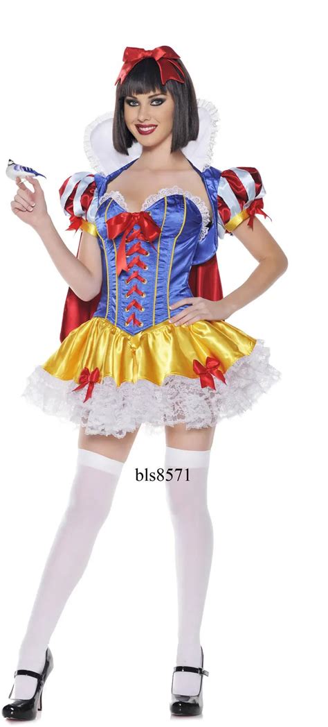 Deluxe Sexy Snow White Costume Corset Fancy Party Dress Halloween Full Set Free Shipping Fl8571