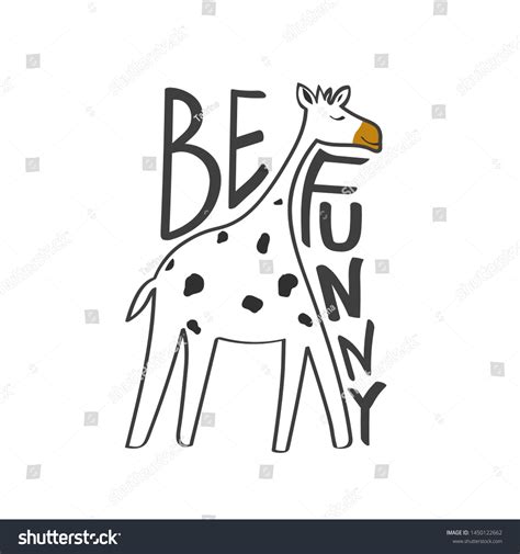 Hand Drawn Illustration Giraffe English Text Stock Vector (Royalty Free ...