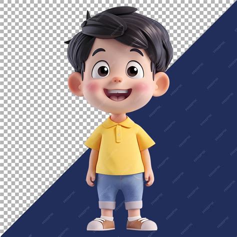 Premium Psd 3d Rendering Of A Toddler Boy Standing And Smiling On