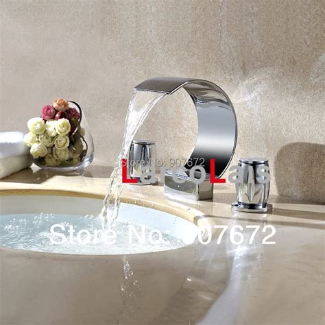 Larcolais Waterfall Roman Tub Faucet Two Handle Bathroom Basin Sink