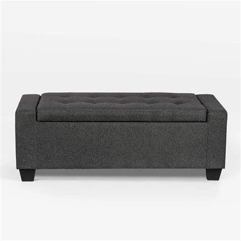 Homebeez Of0047 48 Inches Long Storage Bench Ottoman Dark Gray