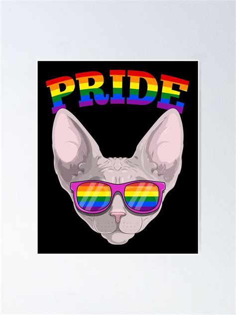 Gay Pride Sphynx Cat With LGBT Rainbow Sunglasses Poster By