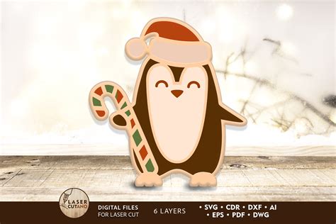 Penguin Christmas Multilayer Cut Files Graphic By Lasercutano · Creative Fabrica