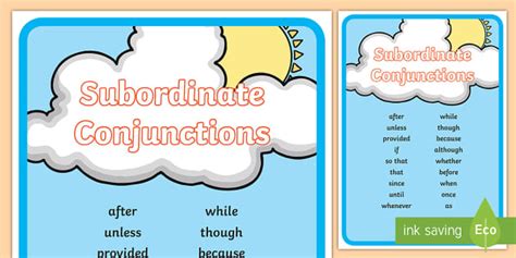 Subordinating Conjunctions Display Poster 3 4 English