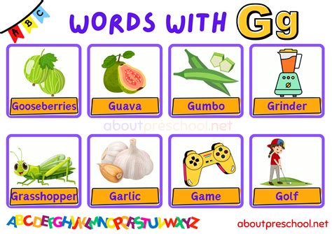 Words That Start With Letter G Archives About Preschool