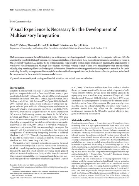 Pdf Visual Experience Is Necessary For The Development Of