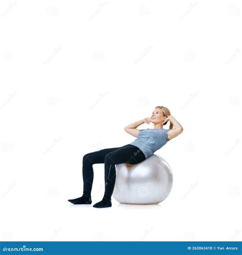 Work that Core. a Young Woman Doing Stomach Crunches on an Exercise