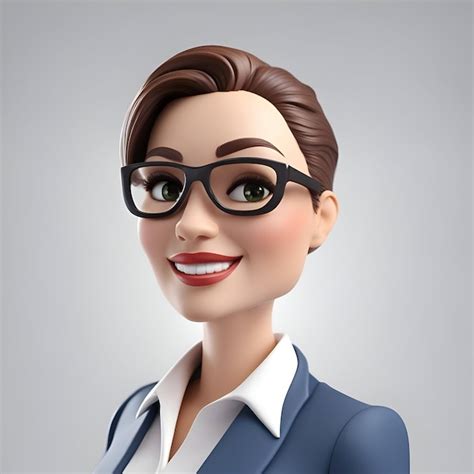 Portrait D Une Belle Jeune Femme D Affaires Avec Des Lunettes Rendu D