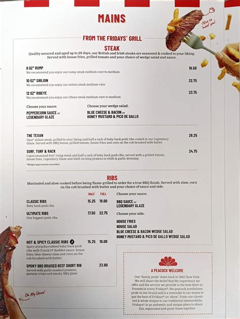 Menu At TGI Fridays Croydon Restaurant Croydon 704 Purley Way