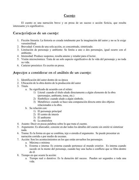 Pdf Cuento Caracter Sticas De Un Cuentorecursos Salonesvirtuales