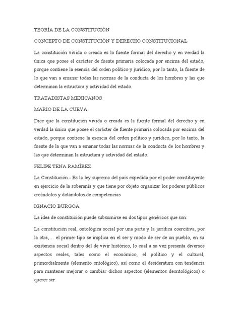 Conceptos Fundamentales De La Teoría Constitucional Mexicana La Constitución El Poder