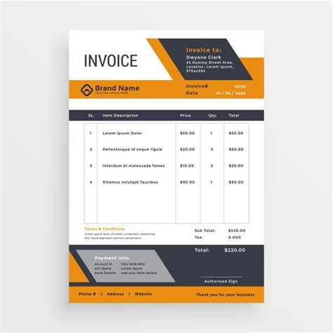 creative invoice template vector design - Download Free Vector Art ...