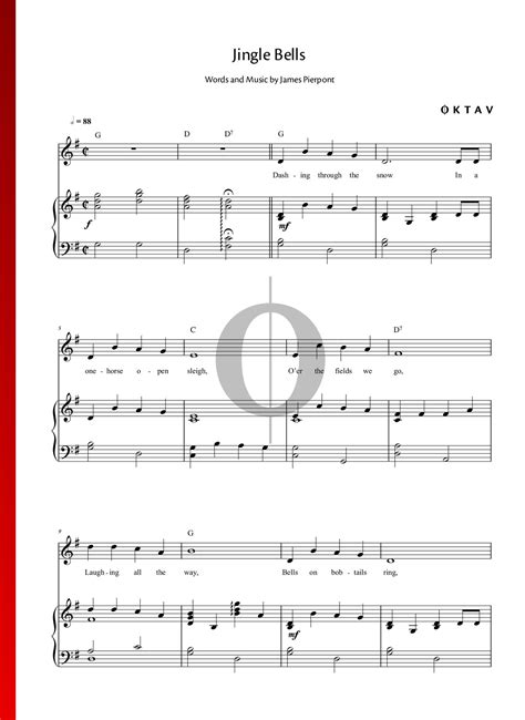 Jingle Bells James Pierpont Piano Sheet Music Oktav