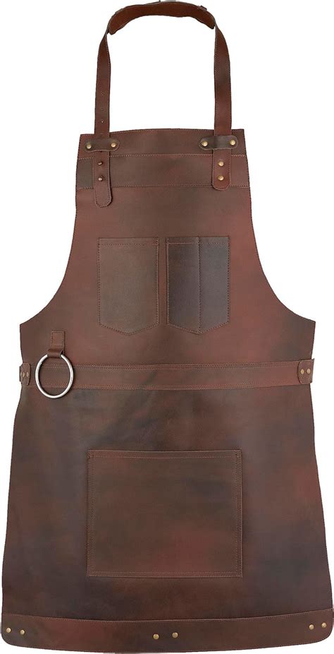 Dark Brown Full Grain Leather Apron Butcher Apron Cook Apron BBQ