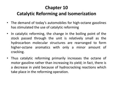 Ppt Chapter Catalytic Reforming And Isomerization Powerpoint