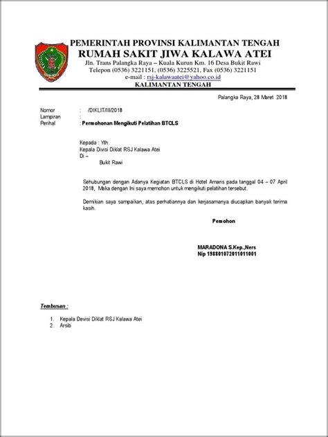 Contoh Surat Permohonan Diklat Prosedur K Contoh Surat Permohonan The