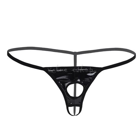 Men S Leather Penis Holes G String Underwear Thongs Bikini Briefs Gay