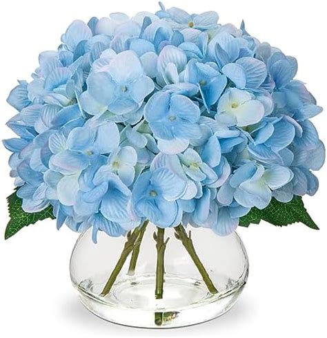 Amazon Naweida Artificial Flower In Vase Silk Blue Hydrangeas