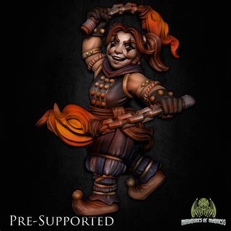 3D Printable Marlinn Surefoot PRE SUPPORTED Female Dwarf Juggler By