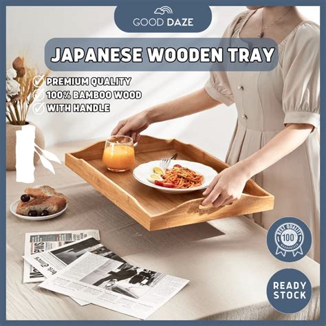 Good Daze Wooden Serving Tray With Handle Food Tray Decor Wood Tray