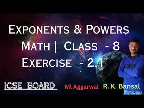 Exponent Power Icse Class Math Exercise Ml Agarwal