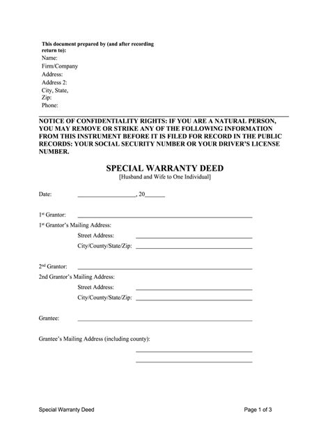 Special Warranty Deed Form Complete With Ease Airslate Signnow