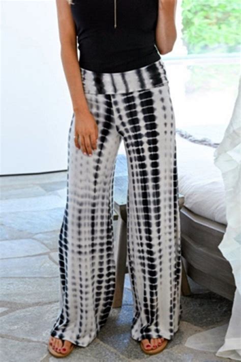 Tie Dyed Printed Wide Legs Pants S White Printed Wide Leg Pants Wide Leg Pants Leggings