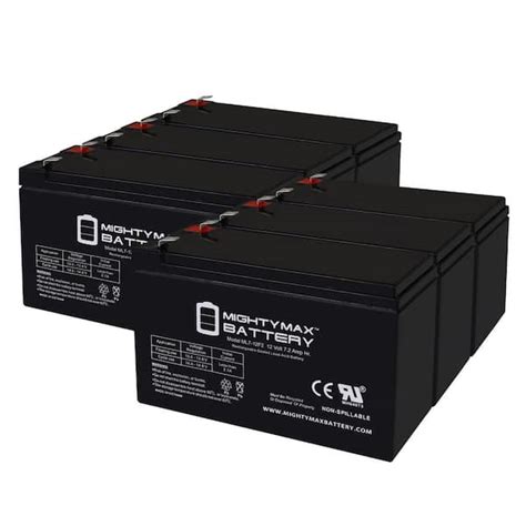 Mighty Max Battery Ml7 12f2 12 Volt 7 Ah F2 Terminal Rechargeable Sla Agm Battery 6 Pack