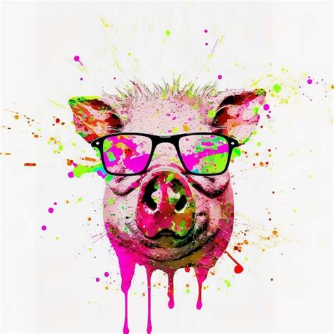 Premium Photo | A pig with glasses and a pink pig wearing a pair of glasses