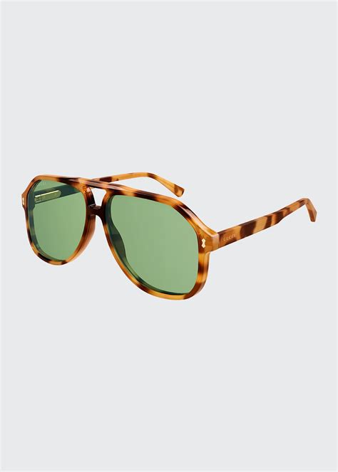 Gucci Acetate Aviator Sunglasses Yellow Havana Editorialist