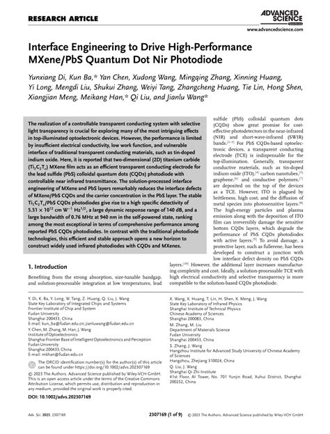 Pdf Interface Engineering To Drive Highperformance Mxene Pbs Quantum