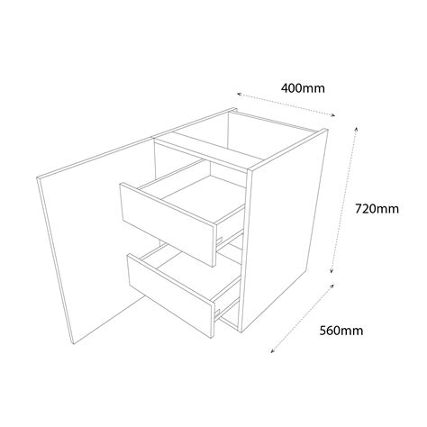 400mm Highline Base Unit With Type 3 Pull Out Internal Drawers Left