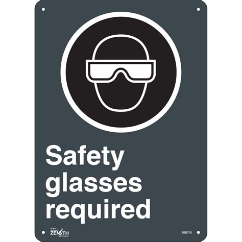 Zenith Safety Products Safety Glasses Required Sign 14 X 10