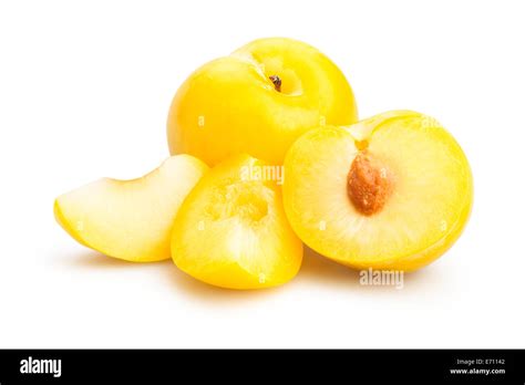 yellow plum isolated Stock Photo - Alamy