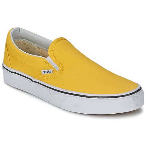 Vans Classic Slip On Trainers Yellow White Unisex Vans Shoes Shoes