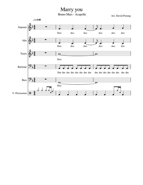 Marry You Acapella Sheet Music For Piano Drum Group A Capella